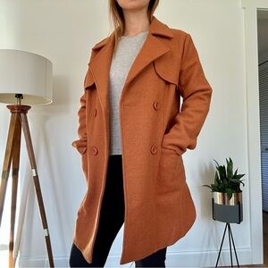 Lucy Paris Double-Breasted Wool Trench Coat